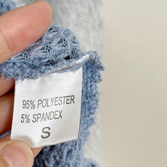 Boutique Womens Small S Blue Waffle Knit VNeck Wrap Sweater Colorblock Gray - Picture 9 of 10